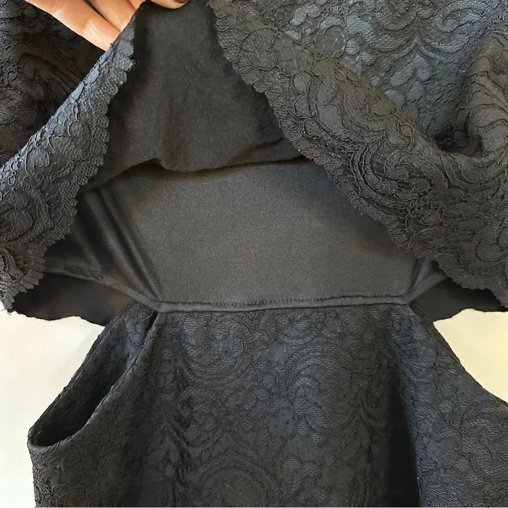 TOPSHOP‎ Black Lace Faux Two Piece Dress With Side Openings 8